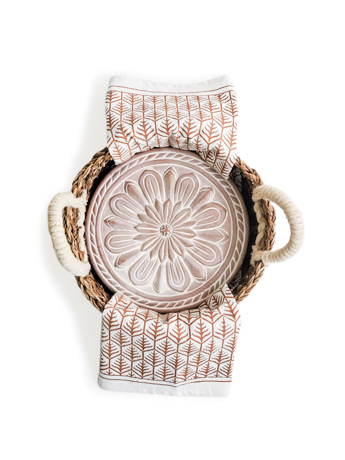 Bread Warmer & Basket Gift Set with Tea Towel