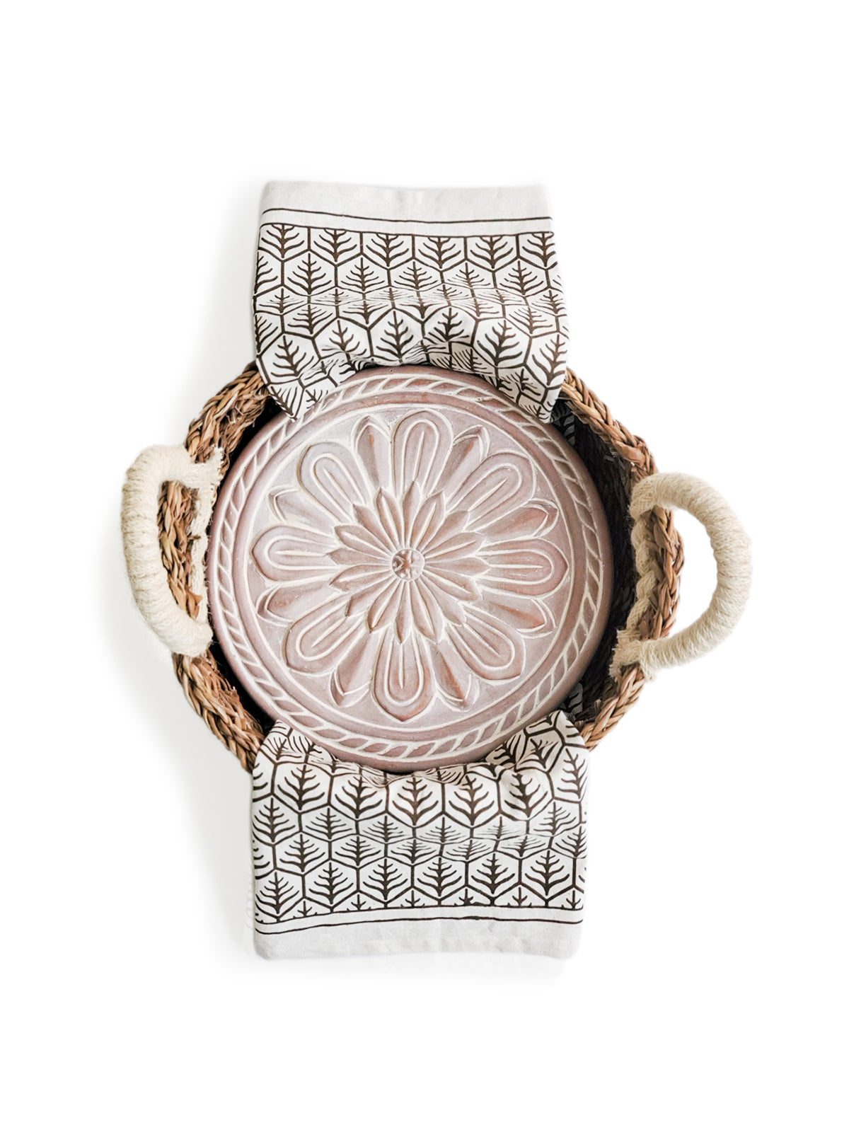 Bread Warmer & Basket Gift Set with Tea Towel