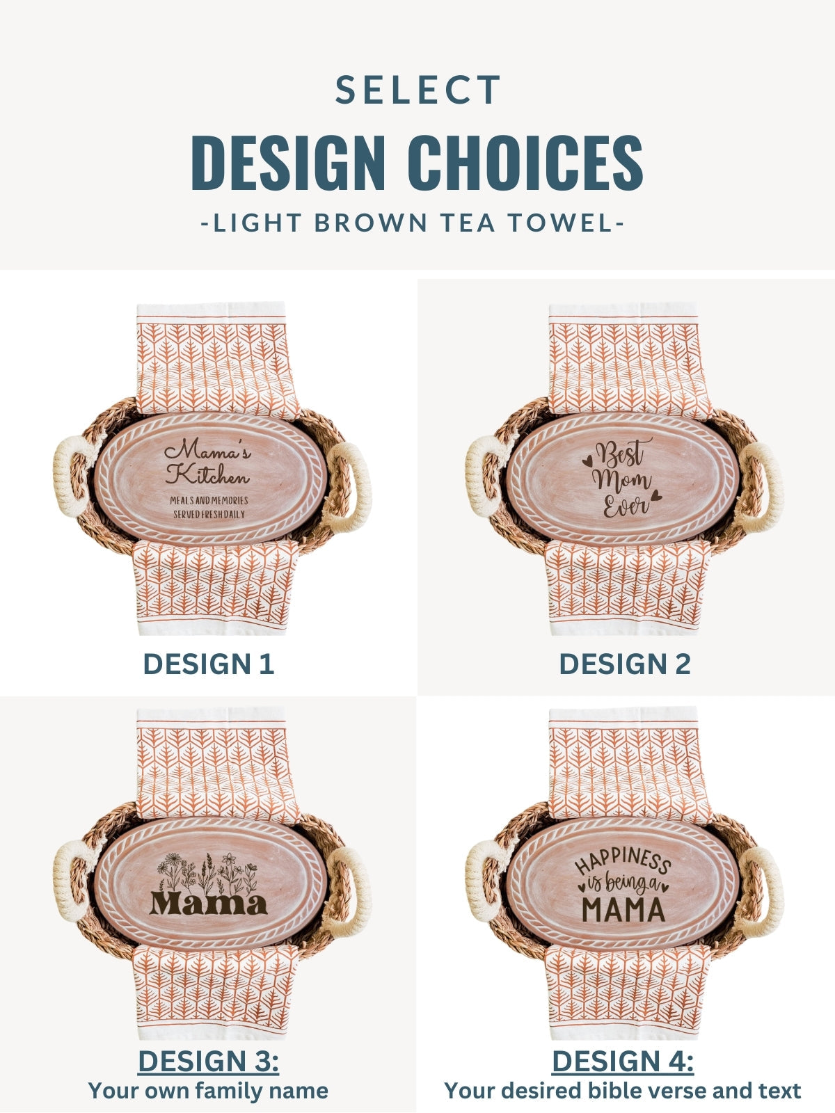 Bread Warmer & Basket Gift Set with Tea Towel - Mom Oval