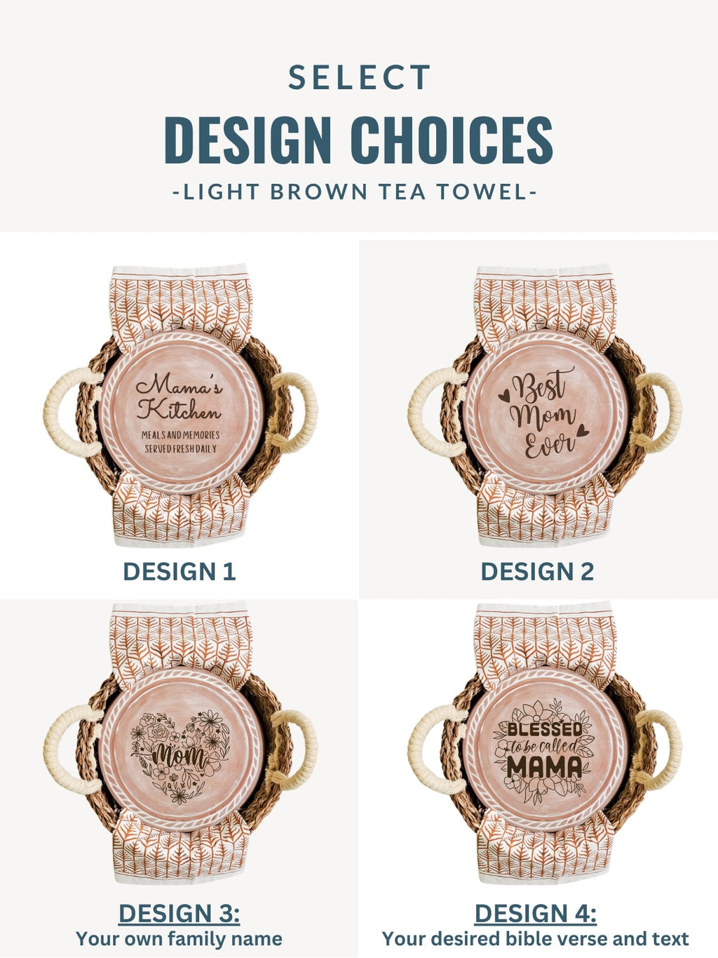 Bread Warmer & Basket Gift Set with Tea Towel - Mom Round