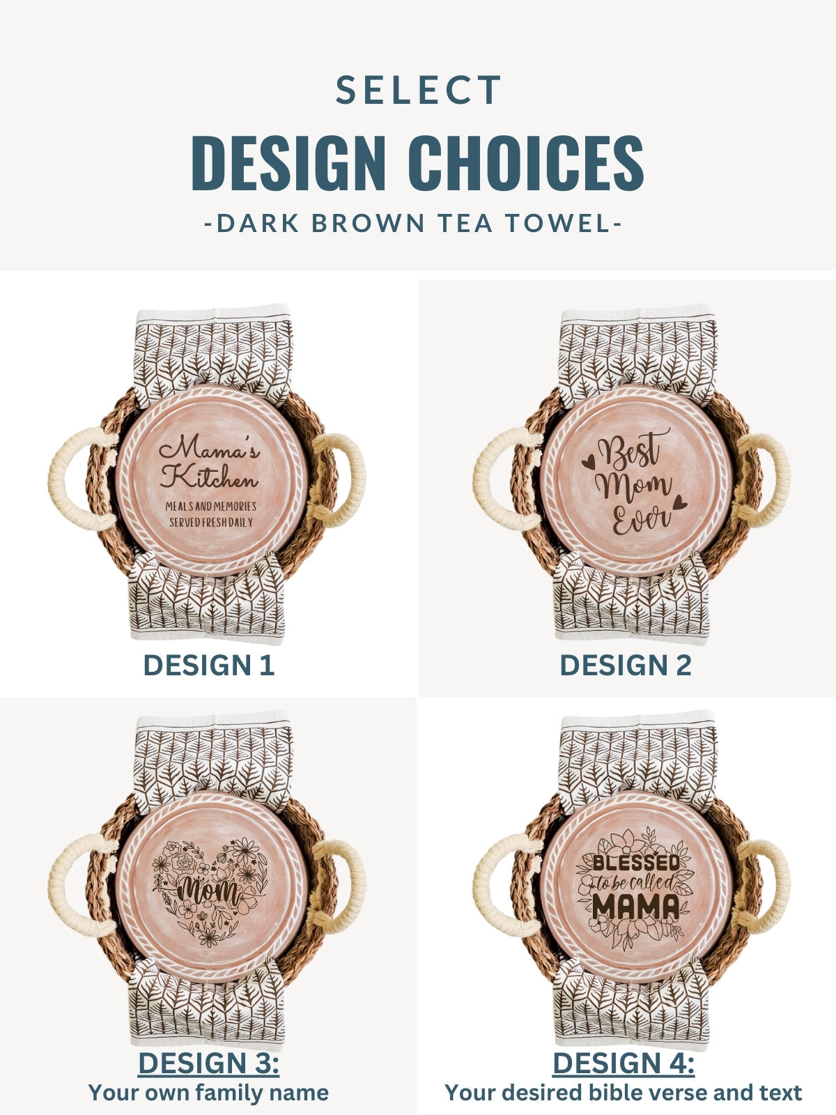 Bread Warmer & Basket Gift Set with Tea Towel - Mom Round