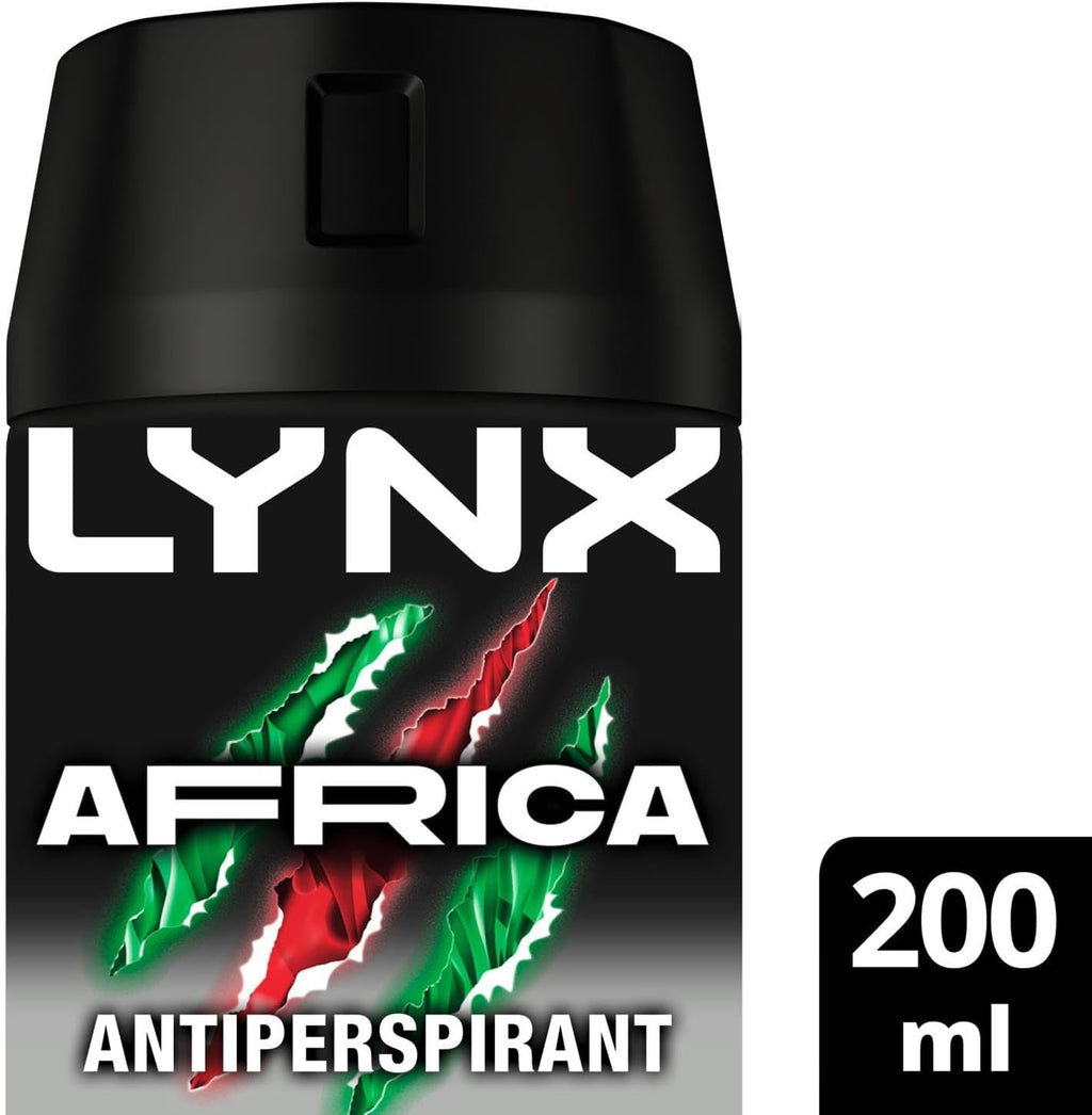 Lynx Africa 72 Hour Protection against Odour and Wetness Anti-Perspirant Deodorant Spray No Fuss Aerosol for All-Day Freshness 200 Ml Pack of 3 - Packaging May Vary