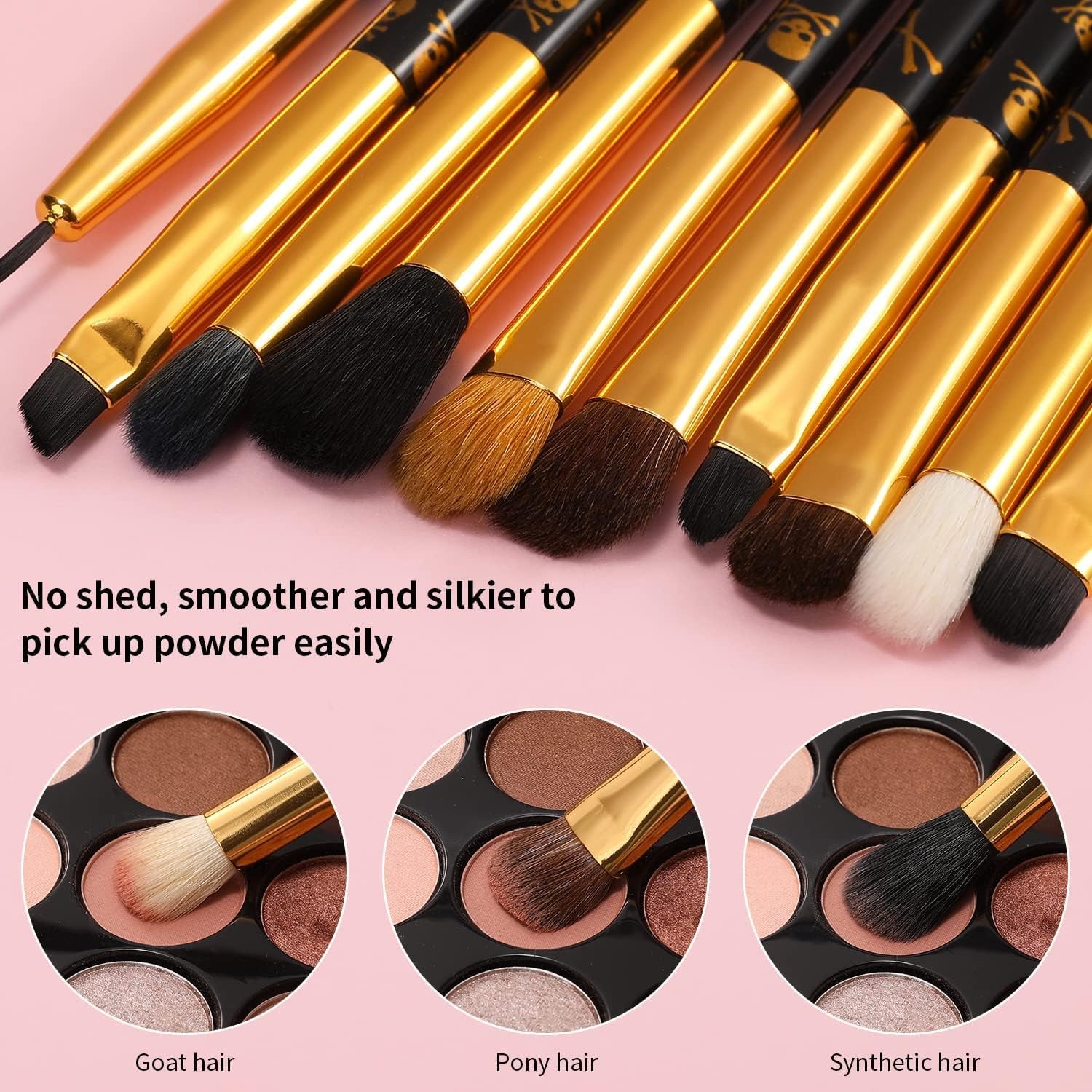 Eye Makeup Brushes 10Pcs Eyeshadow Makeup Brush Set Professional Eyeshadow Brushes with Soft Synthetic Hairs & Real Wood Handle for Eyeshadow, Eyebrow, Eyeliner, Blending