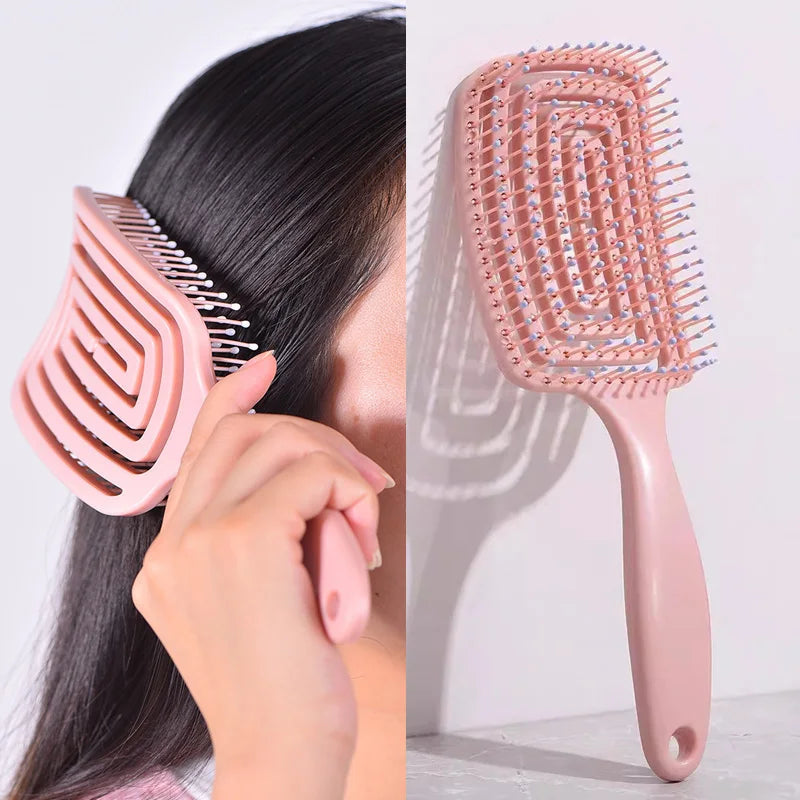 1Pcs Elastic Massage Comb Hollow Out Hair Brush Scalp Massage Comb