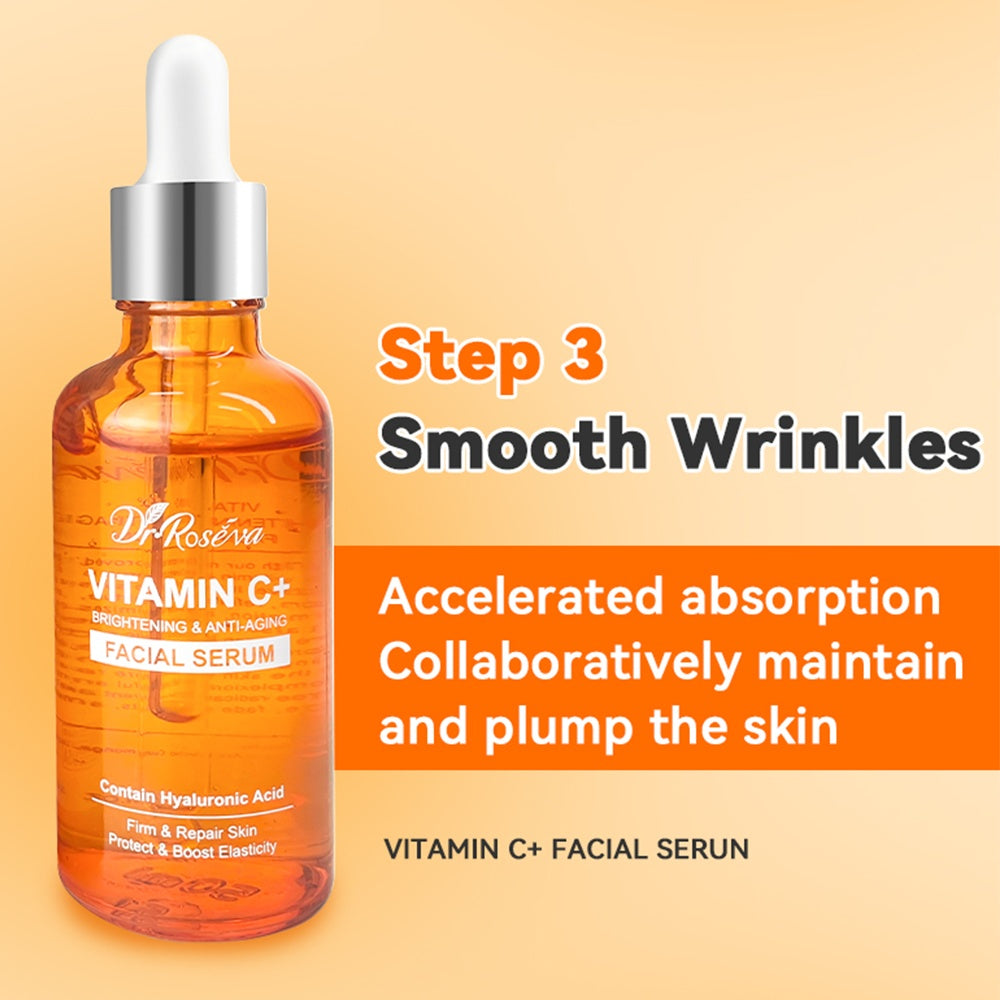 Natural Organic Anti Ageing Products VC Vitamin C Facial Skincare Cream Serum Cleanser 5 Pieces Skin Care Set Skin Care Gift Kit