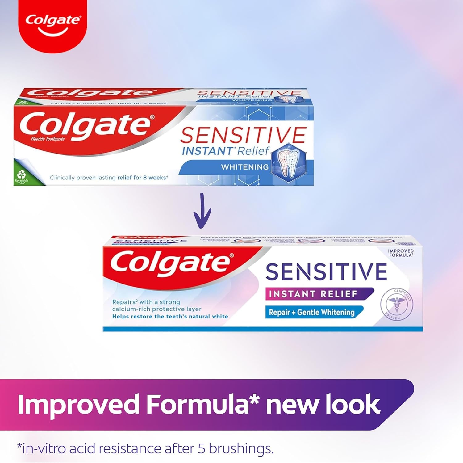 Sensitive Instant Relief Repair + Gentle Whitening Toothpaste | Instant* and Long-Lasting** Sensitivity Relief | Protective Layer with Calcium** | Fluoride Toothpaste | 4 Pack, 75Ml Tubes