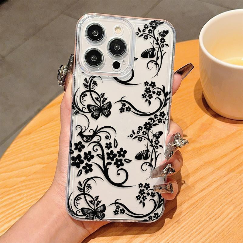 Floral Pattern Phone Case, Anti-Drop Cellphone Protective Case, Total Protective Shockproof Mobile Phone Cover for Iphone, Smartphone Protectort136