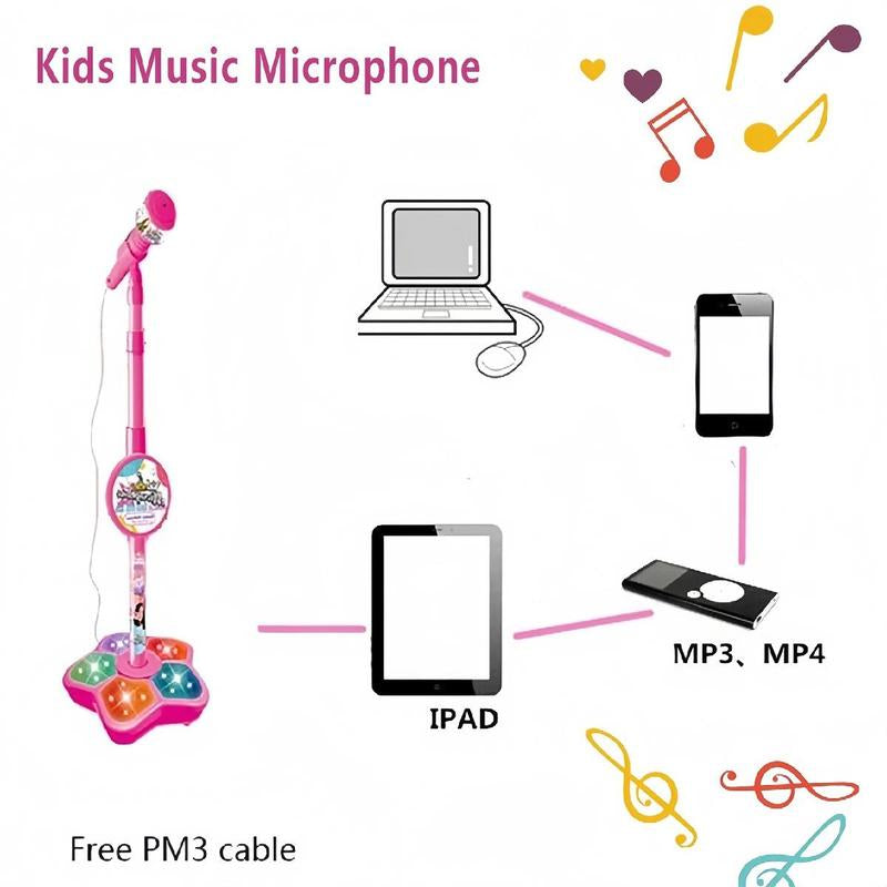 Microphone Toy, Karaoke Machine Toy with Light, Singing Machine Toy, Music Toy for Kids, Birthday Gift for Girls