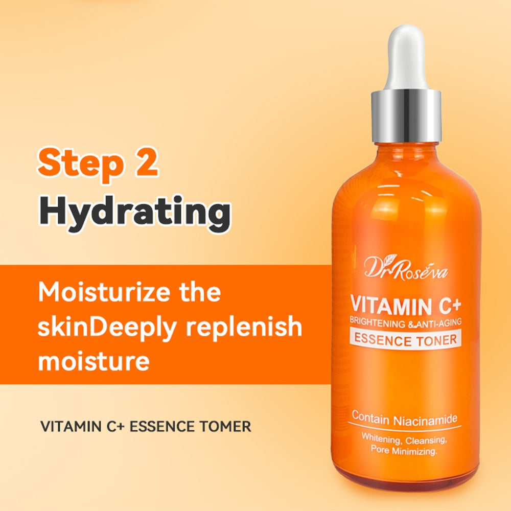 Natural Organic Anti Ageing Products VC Vitamin C Facial Skincare Cream Serum Cleanser 5 Pieces Skin Care Set Skin Care Gift Kit