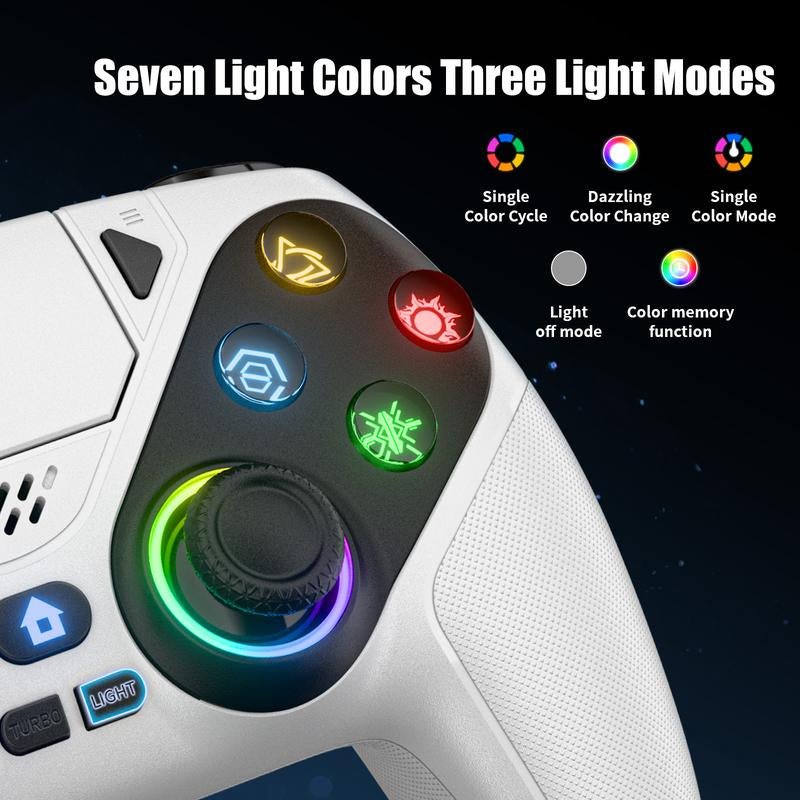 Tiktokshopblackfriday Anti-Drift Calibration Guide Christmas Gift Wireless Gaming Controller Pro for PS5 with LED RGB Light– Compatible with Playstation 5,Dual Vibration, Motion Sensing, Programmable Buttons & 1000Mah Fast-Charging Battery