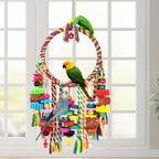 Bird Toys Bird Rope Ring Swing Perch with Corn Cob Cardboard Bagels Wooden Blocks Chewing Toys for Parakeets,Conure,Lovebirds,Finches and Other Small to Medium-Sized Birds