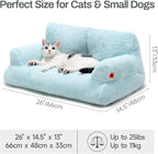 Plush Cat Bed For Indoor Cats and Small dogs - Washable 26x19x13 Inch Pet Couch With Non-Slip Bottom