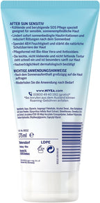 NIVEA SUN after Sun Sensitive SOS Cream Gel (175 Ml), Cooling after Sun Gel with Skin Soothing Effect, Skin Gel with Organic Aloe Vera and Antioxidants, for Sensitive Skin