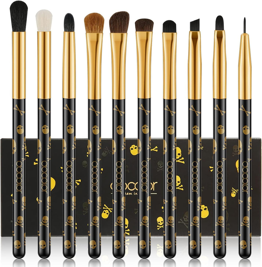 Eye Makeup Brushes 10Pcs Eyeshadow Makeup Brush Set Professional Eyeshadow Brushes with Soft Synthetic Hairs & Real Wood Handle for Eyeshadow, Eyebrow, Eyeliner, Blending