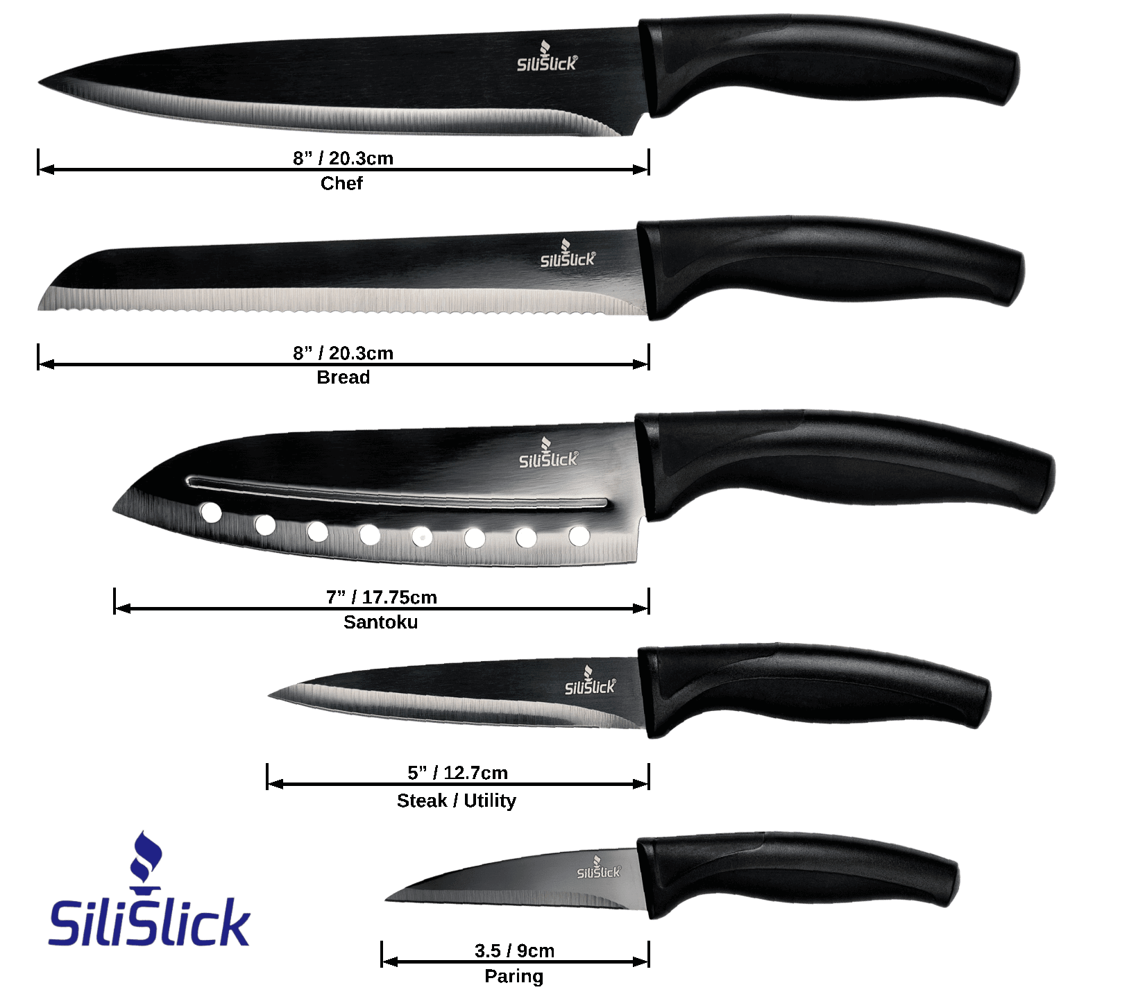 Kitchen Knife Set - Black Handle | Black Blade
