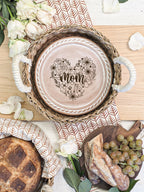 Bread Warmer & Basket Gift Set with Tea Towel - Mom Round