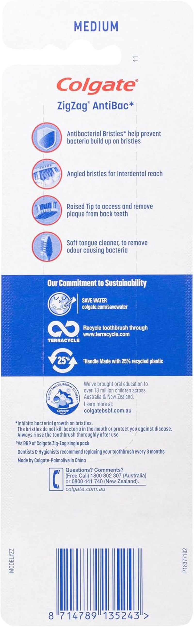 Zig Zag Medium Manual Toothbrush - Multi Angle Cross Bristles with Flexible Neck for Gum Comfort - 3 Count (Pack of 1)