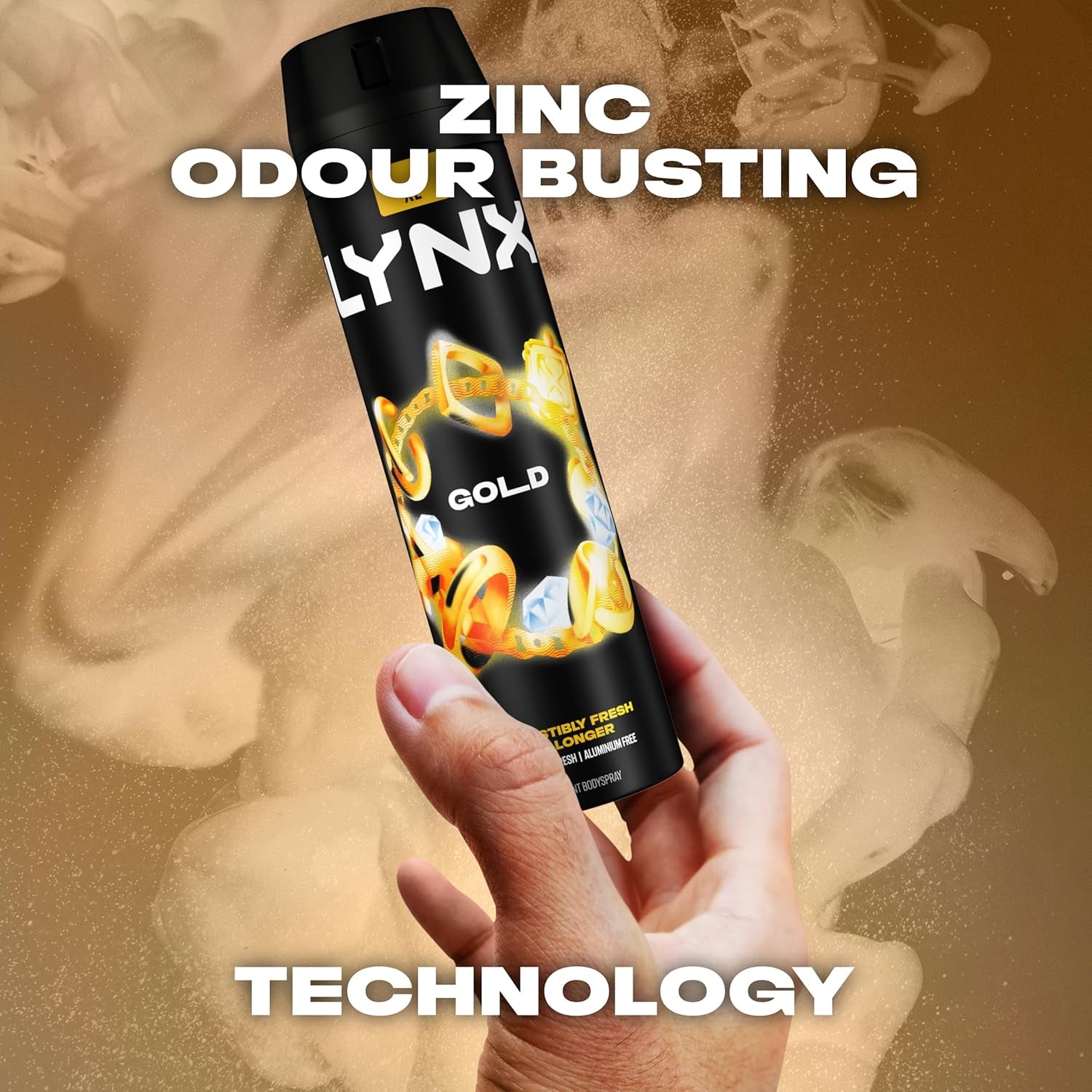 Men Gold Deodorant Body Spray with an Oud Wood & Fresh Vanilla Scent with 48 Hours of Odour Busting, High Defnition Fragrance 200 Ml, Pack of 6 (Packing May Vary)