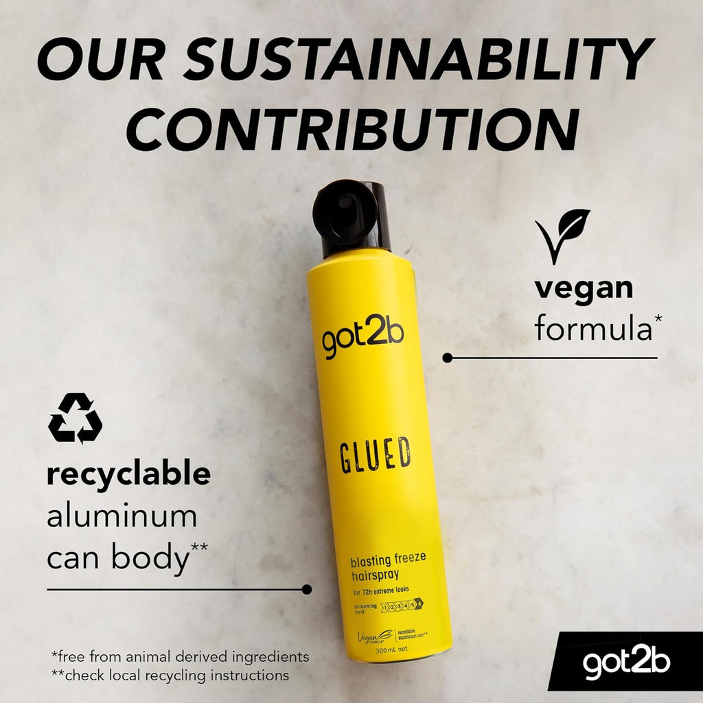 Glued Blasting Freeze Hairspray 300 Ml, Glued Hairspray for up to 72H Ultra Strong Hold, Hairspray , for Extreme Hairstyles, Vegan Formula