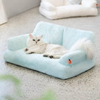 Plush Cat Bed For Indoor Cats and Small dogs - Washable 26x19x13 Inch Pet Couch With Non-Slip Bottom