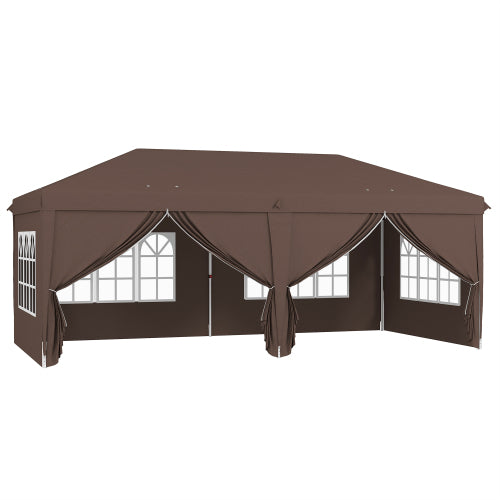 3 X 6 M Pop Up Gazebo With Sides And Windows, Height Adjustable Tent Canopy Marquee With Storage Bag For Garden, Event