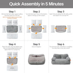 Plush Cat Bed For Indoor Cats and Small dogs - Washable 26x19x13 Inch Pet Couch With Non-Slip Bottom