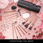 Beauty 15Piece Award Winning Glitter Makeup Brushes: Cute Makeup Brushes Set with Case, Blending Sponge, Cleaner, Guide, Gift Box