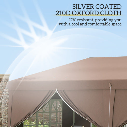 3 X 6 M Pop Up Gazebo With Sides And Windows, Height Adjustable Tent Canopy Marquee With Storage Bag For Garden, Event