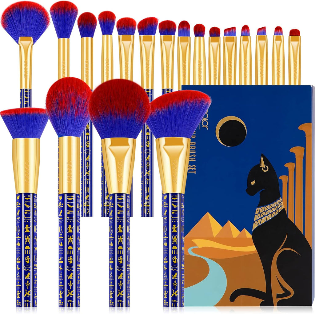 Makeup Brushes  19 Pcs Make up Brush Professional Synthetic Makeup Brush Set Kabuki Foundation Blending Face Powder Blush Concealers Eyeshadow Fan Make up Brushes Set, Ancient Egyptian Series