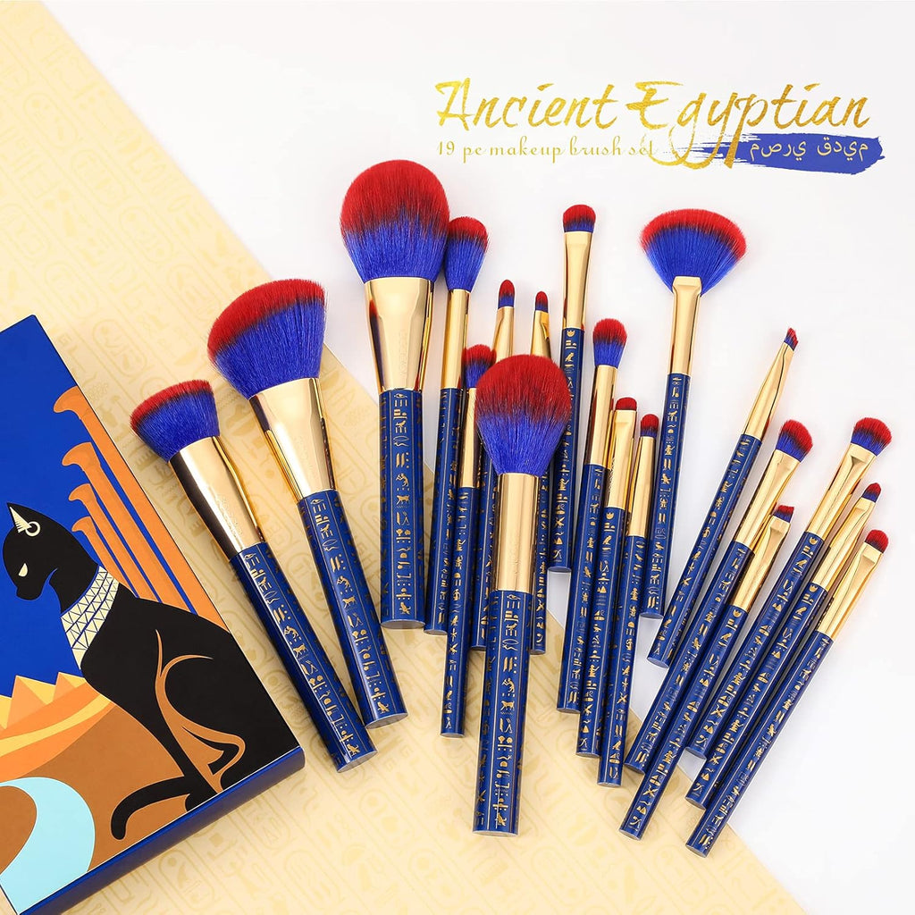 Makeup Brushes  19 Pcs Make up Brush Professional Synthetic Makeup Brush Set Kabuki Foundation Blending Face Powder Blush Concealers Eyeshadow Fan Make up Brushes Set, Ancient Egyptian Series