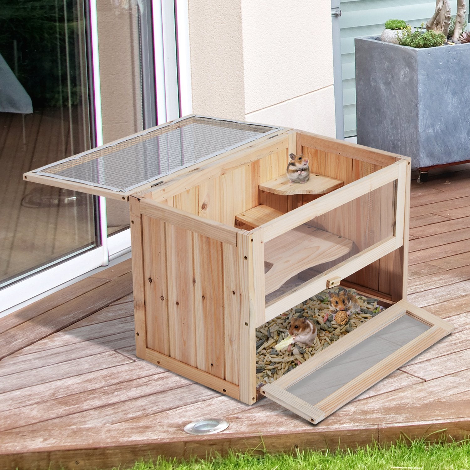 Wooden Hamster Cage 2 Levels Small Animals
