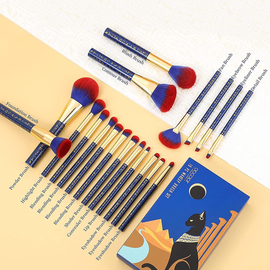 Makeup Brushes  19 Pcs Make up Brush Professional Synthetic Makeup Brush Set Kabuki Foundation Blending Face Powder Blush Concealers Eyeshadow Fan Make up Brushes Set, Ancient Egyptian Series